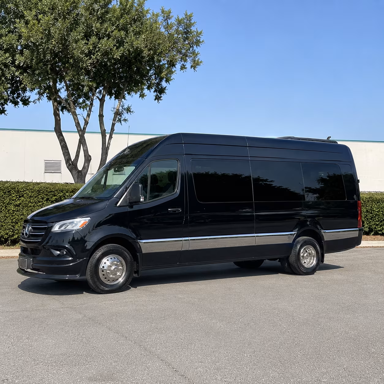 bridal party sprinter vans and buses for getting ready in rancho cucamonga
